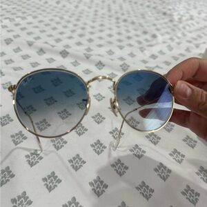 Ray-Ban Gold and Blue Round Sunglasses